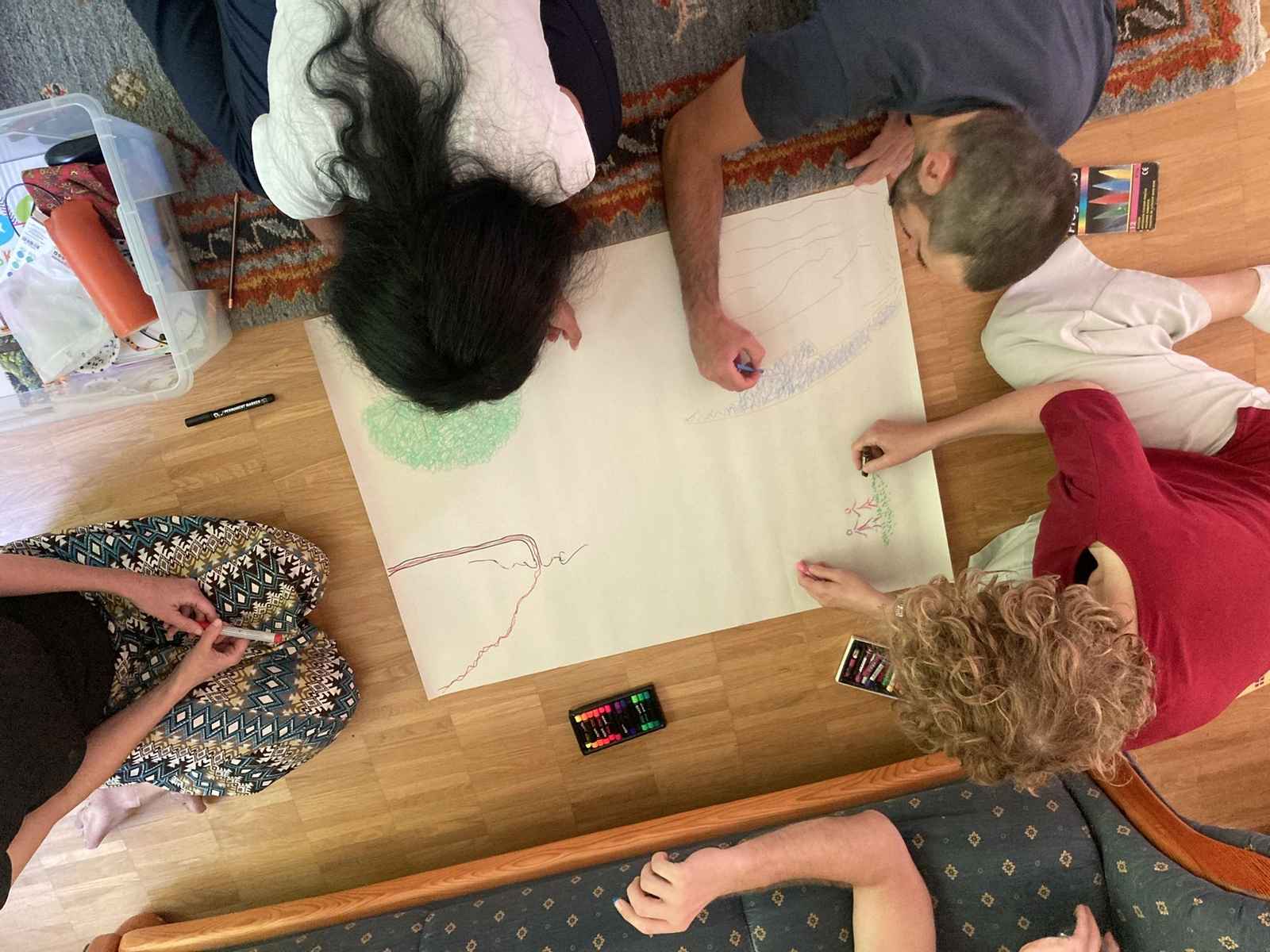 Participants during a group art exercise