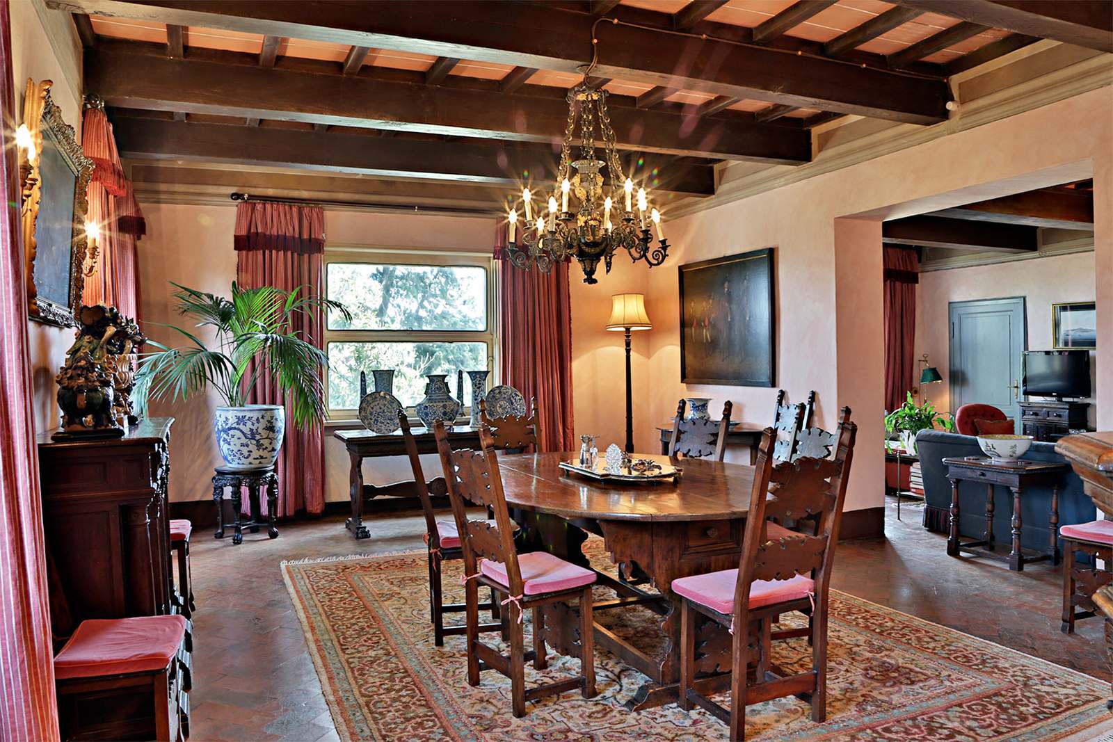 Elegant dining room inside the estate