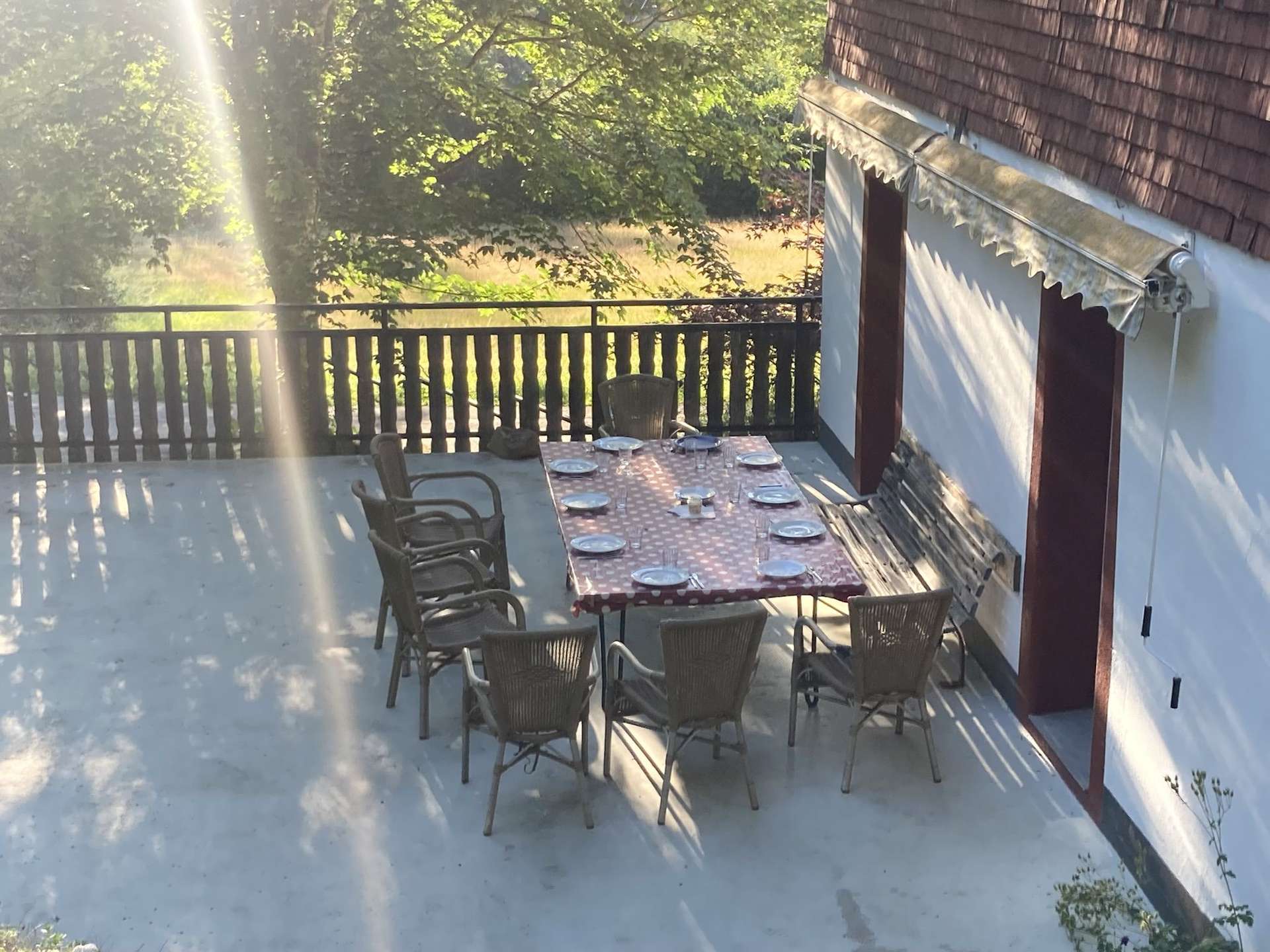 Shared dining on the terrace
