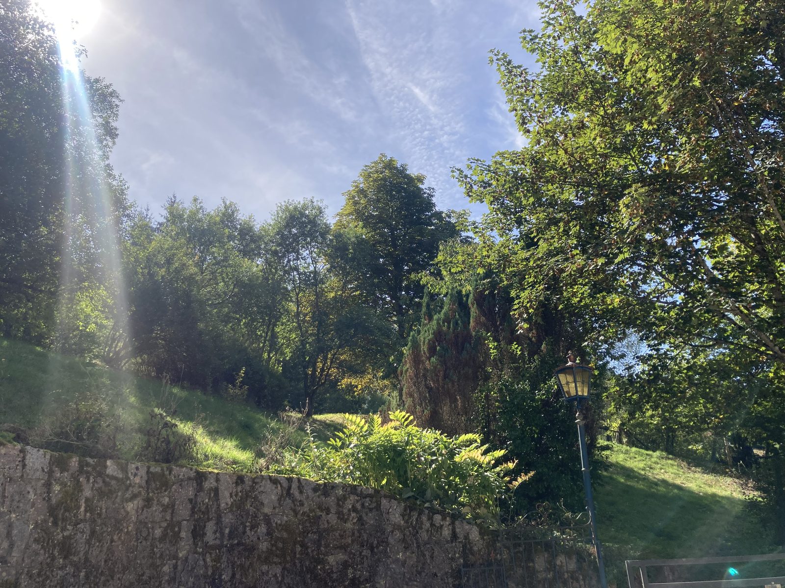 Sunbeams over the garden of the seminar house